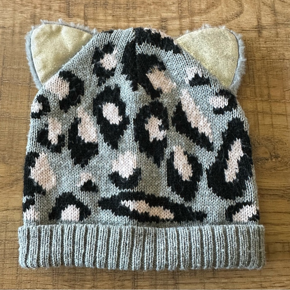OLIVIA AND KATE NEW YORK Girl Winter Hat Leopard Print Cat Ears
